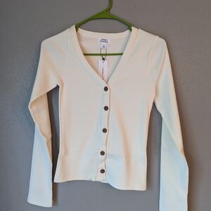 Ivory Button-Up Cardigan